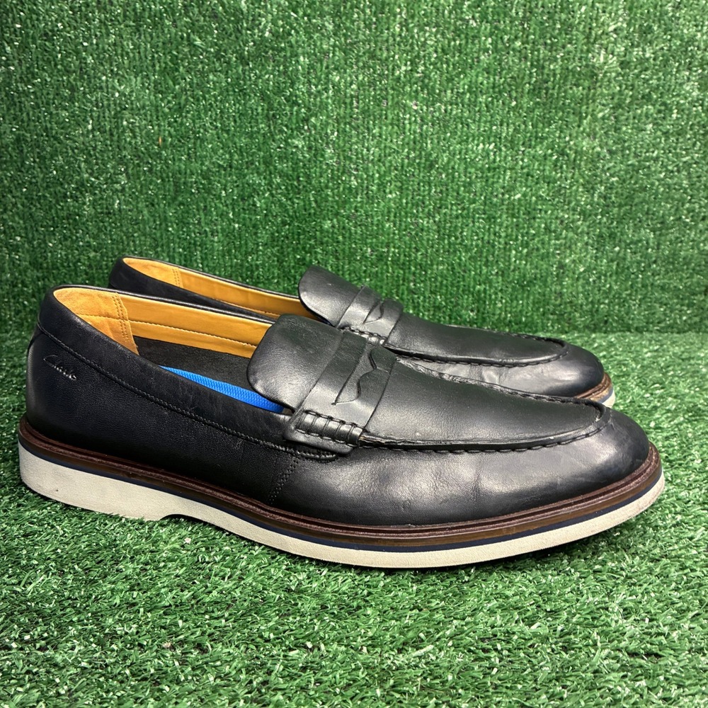 Clarks Extreme Comfort Penny Loafer Leather Comfort Casual Dress Navy Mens 13 M
